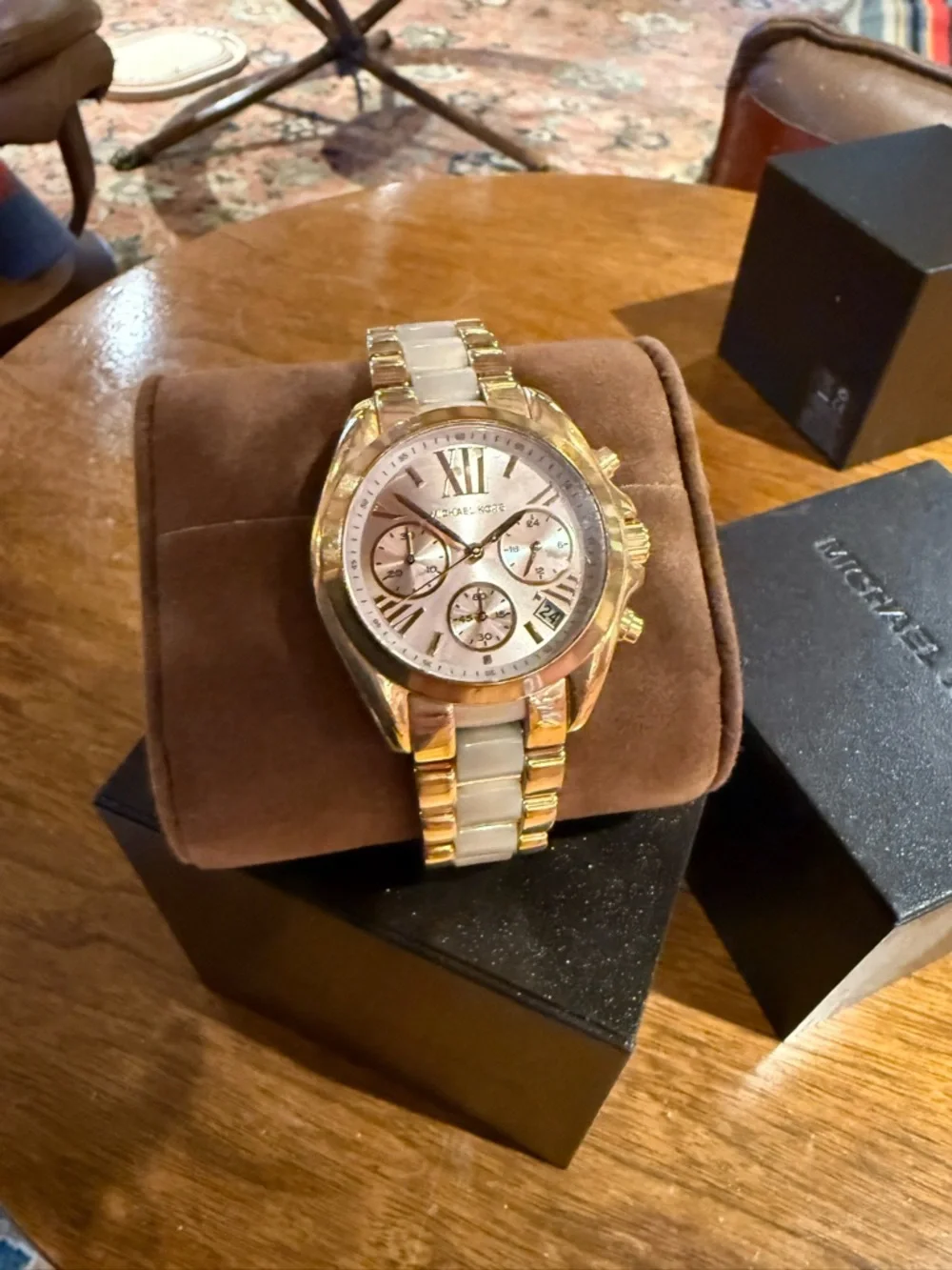 Michael Kors Rose Gold and Gold-Tone Women's Chronograph Watch - Picture 2 of 6